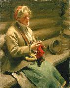 Anders Zorn Dalecarlian Girl Knitting. Cabbage Margit, oil painting